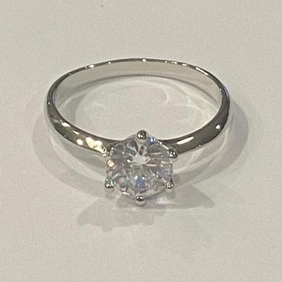 18K Rolled White Gold Plated Engagement Ring