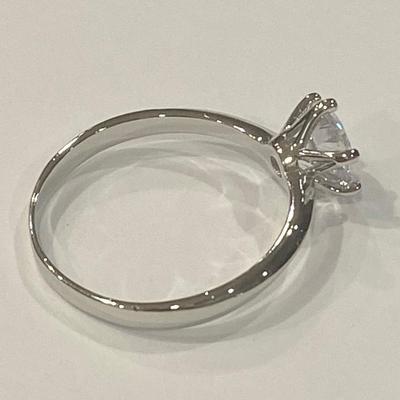 18K Rolled White Gold Plated Engagement Ring