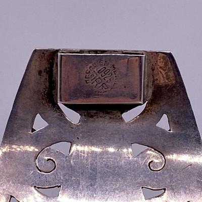 Maya Mexico Carved Green Onyx Totem Set in Sterling Silver Bracelet