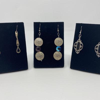 Set of 3 Silver Drop and Dangle Earrings
