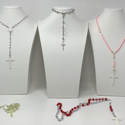 The Plastic and Glass Bead Rosary Lot