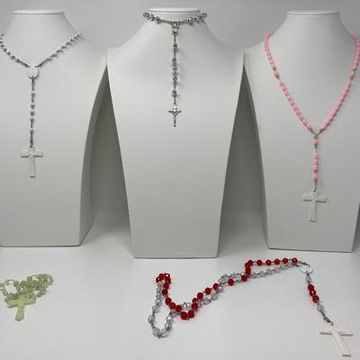 The Plastic and Glass Bead Rosary Lot
