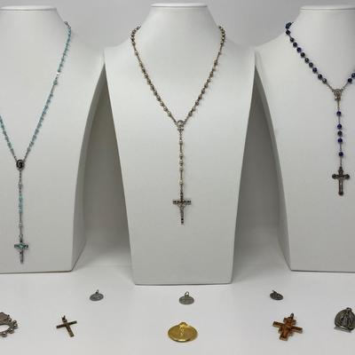 The Glass Bead and Pendant Rosary Lot