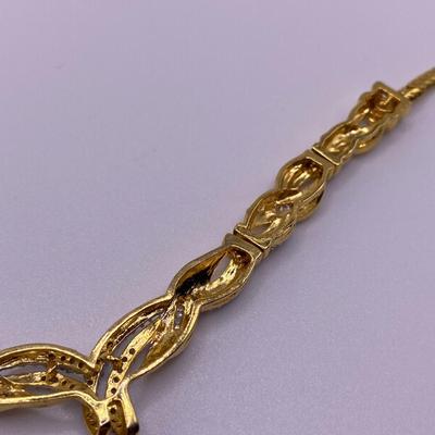 Gold Plated Necklace with Diamond Chips