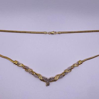 Gold Plated Necklace with Diamond Chips