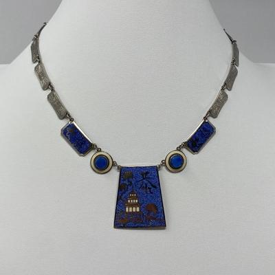 Sterling Silver and Blue Lapis Inlay Necklace