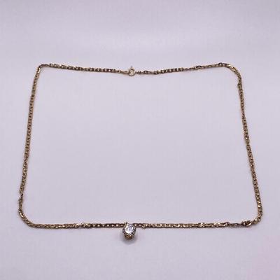 14K Yellow Gold Necklace with White Beryl Stone Pendant