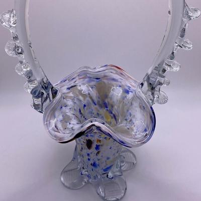 Venetian Style Glass Basket Multi-Color