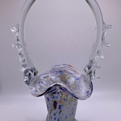 Venetian Style Glass Basket Multi-Color
