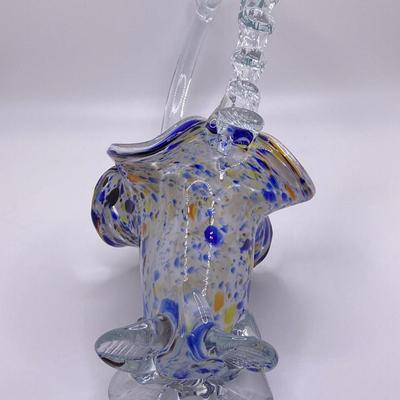 Venetian Style Glass Basket Multi-Color