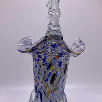 Venetian Style Glass Basket Multi-Color