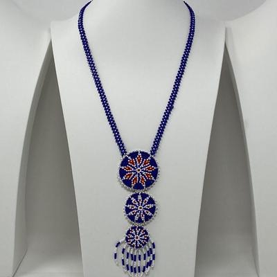 The Blue and White Micro-Bead Necklace
