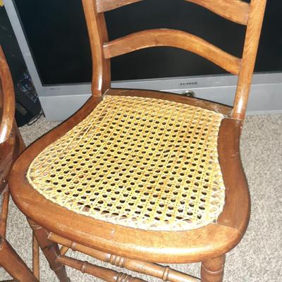 Vintage Wood and Wicker Ladder Back Chairs 