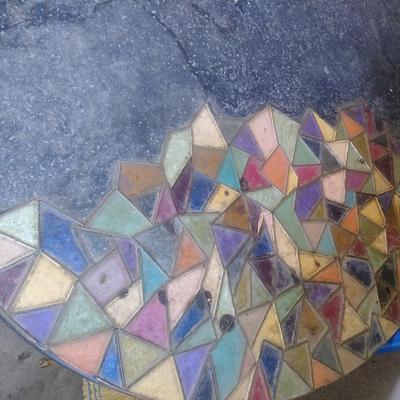 Vintage Mosaic Wood Table 