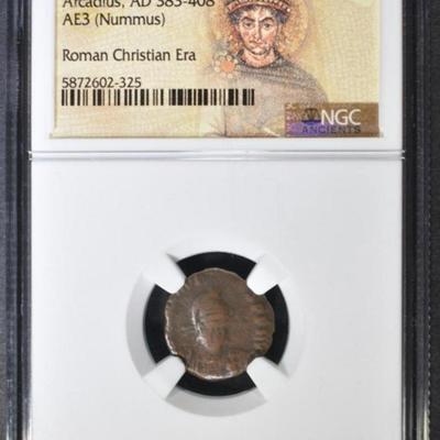Roman Arcadius Ancient Coin NGC Graded