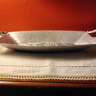 Vintage Fruit Grape Motifs Forged Aluminum Bread Tray Everlast Forged Aluminum #1601