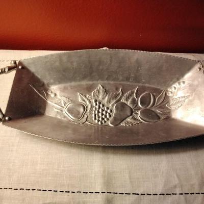 Vintage Fruit Grape Motifs Forged Aluminum Bread Tray Everlast Forged Aluminum #1601