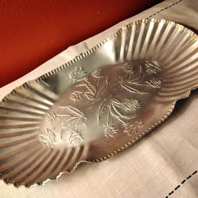 Vintage Aluminum Ornate Bread Tray