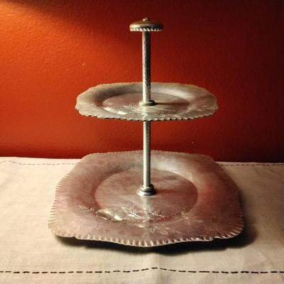 Continental Silver Corp Wild Rose Brilliantone Aluminum Two Tier Tray