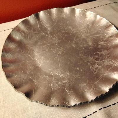 Hammered Aluminum flower patterned tray