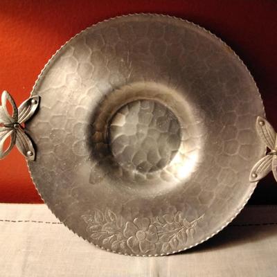 Hammered Aluminum Hand forged handled tray