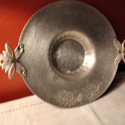 Hammered Aluminum Hand forged handled tray