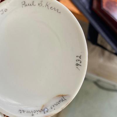 1932 Vintage Arts & Crafts Porcelain Child Baby Gift Mug &  Plate HP Kittens
