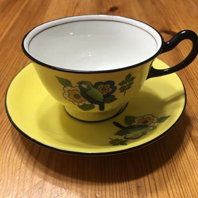 Vintage Royal Doulton demitasse with hand painted bird motif