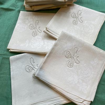 Vintage Damask Dinner Napkins form the Kerr  Family