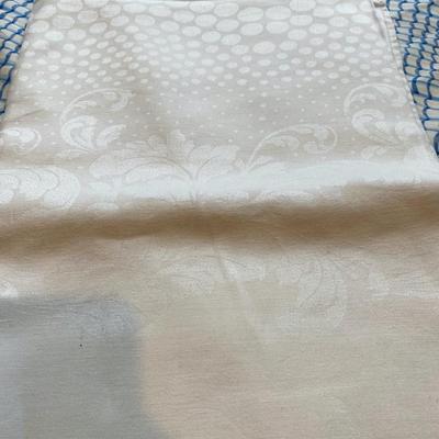 Vintage white Damask Table Cloth