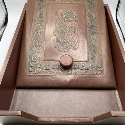 Antique  Leather Tooled Desk Box