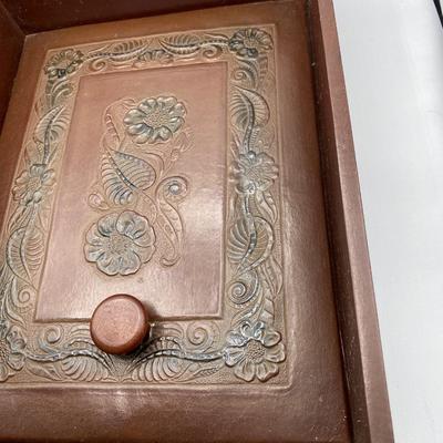 Antique  Leather Tooled Desk Box