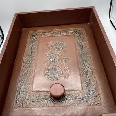 Antique  Leather Tooled Desk Box