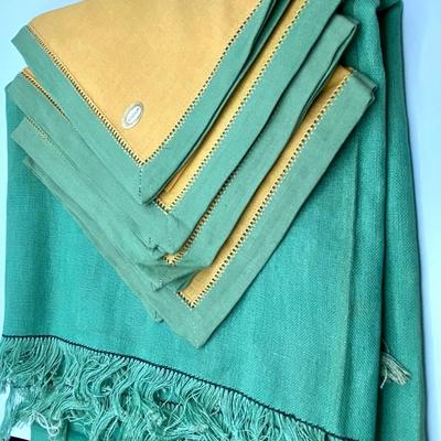 Antique Belgian Linen Bridge Set - 4 Unused Napkins
