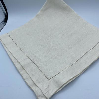 Six Linen and Cotton Off White Napkins