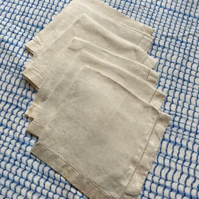 Six Linen and Cotton Off White Napkins