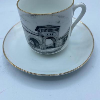 Rare STANFORD UNIVERSITY Antique German  Porcelain Demitasse  Cup and Saucer of  of East Arch Entry