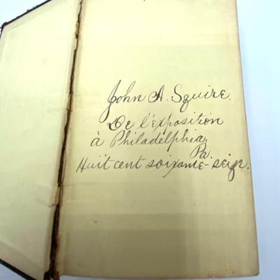 Antique French 1876 Bible SANTE BIBLE Inscribed John A. Squire