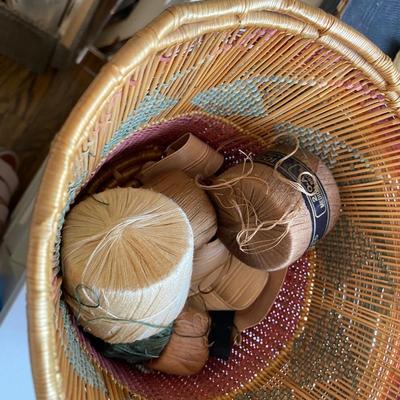 Antique Native Basket Colorful w Old Thread