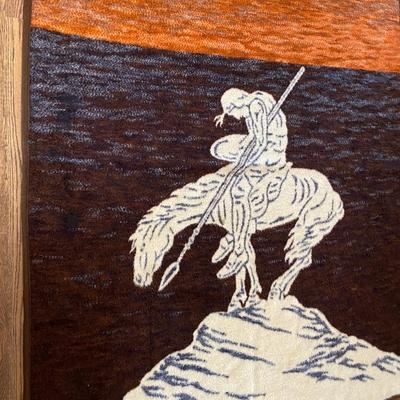Vintage 70s Native American Indian Chief Reversible Blanket Throw by Biederlack RETRO Orange and Brown