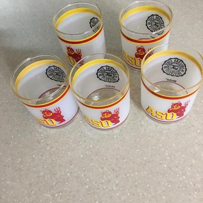 5 Pc Arizona State Sun Devils Vintage drinking glasses