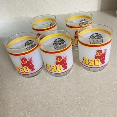 5 Pc Arizona State Sun Devils Vintage drinking glasses