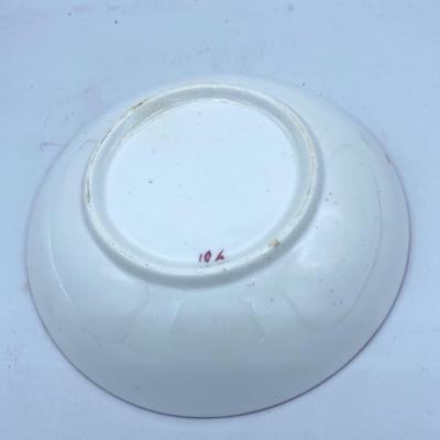 Striking Pink Lusterware Cup, Saucers, and Creamer