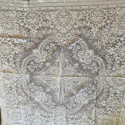 Impressive Antique Lace Table Cloth from the Squire Mansion, San Fransisco
