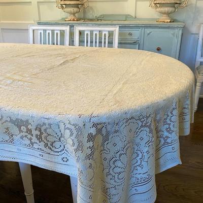 Impressive Antique Lace Table Cloth from the Squire Mansion, San Fransisco