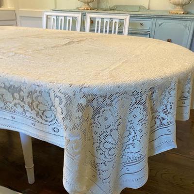 Impressive Antique Lace Table Cloth from the Squire Mansion, San Fransisco