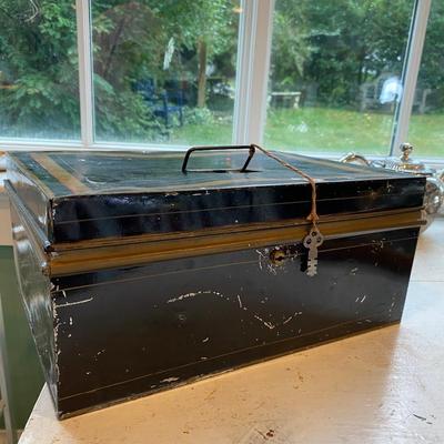 Antique Locking Old Toleware Deed Legal Document Box