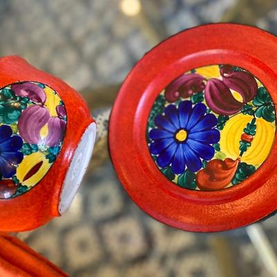 Gorgeous  MRAZEK Pottery bowl & plate PEASANT ART INDUSTRY CZECHLOSOVAKIA Handpainted