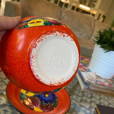 Gorgeous  MRAZEK Pottery bowl & plate PEASANT ART INDUSTRY CZECHLOSOVAKIA Handpainted