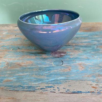 Vintage Cowan Studio Art  Pottery 1925 Blue â€œ Angle â€œ Bowl #555